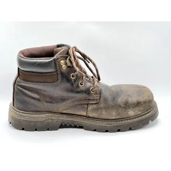 Caterpillar Brown Leather Steel Safety Toe Work Boots Men's Size 8.5 M - Picture 2 of 15